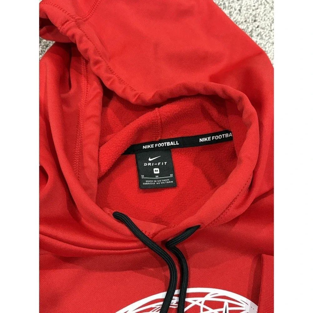 Nike Football Dri-FIT Hoodie Mens Medium‎ Red Graphic Pullover Sweatshirt